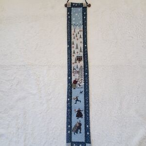 Vintage TAPESTRY WINTER SCENE Wall Hanging.